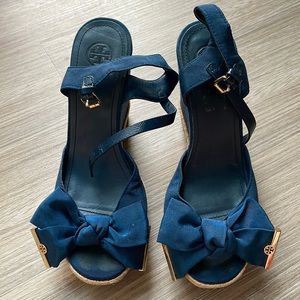 Tory Burch blue espadrille wedge